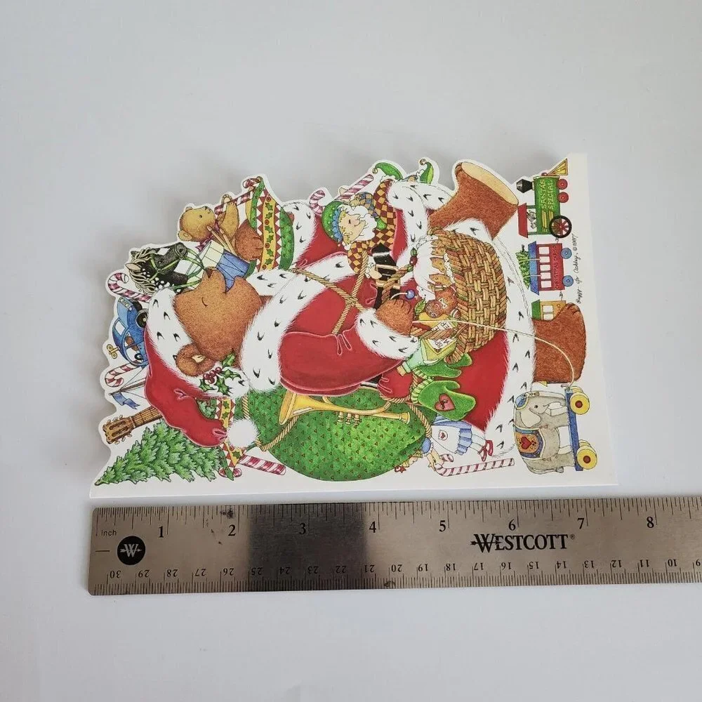 SET OF 11 Vintage Renaissance Peggy Jo Ackley 1987 Teddy Bear Santa Claus Cards